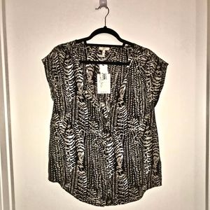 Joie "Iva" Silk Blouse NWT (black/white, size M)